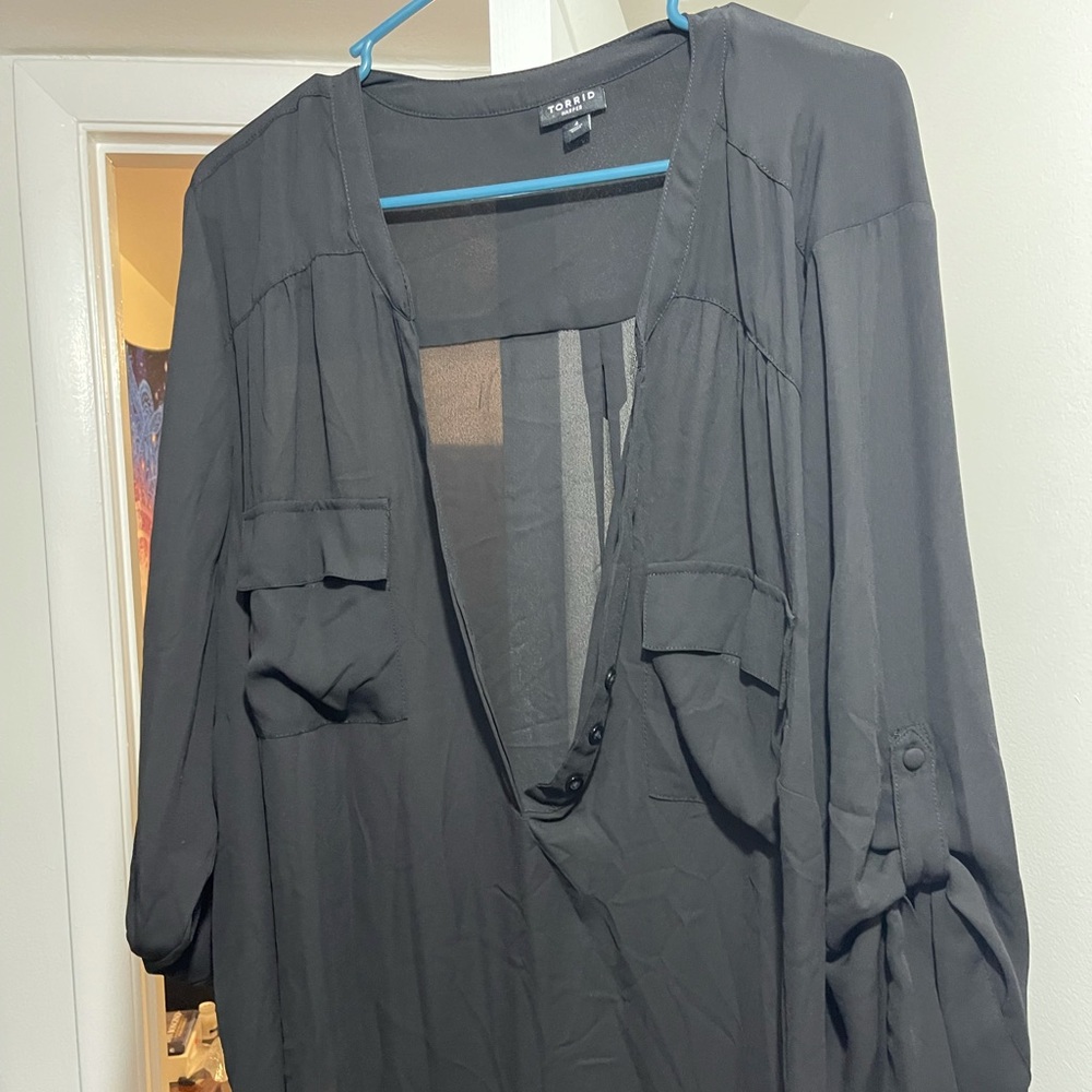 Black sheer business casual shirt